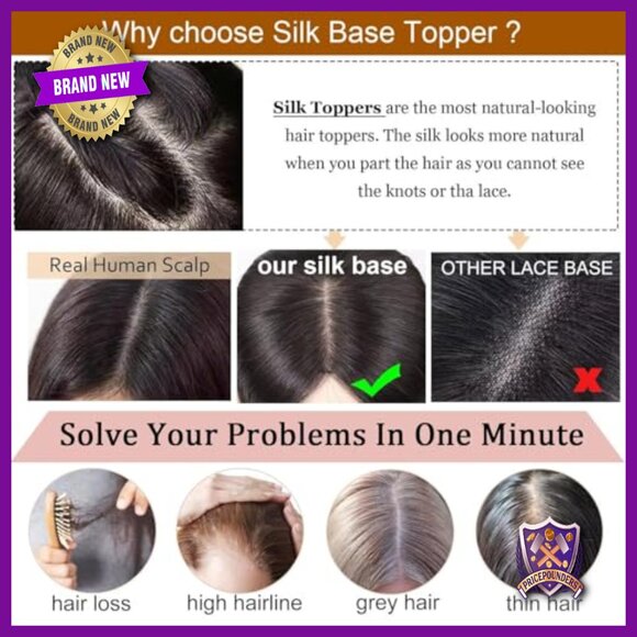 Large Silk Base Human Hair Topper 14x16cm 12 Inch No Bangs
